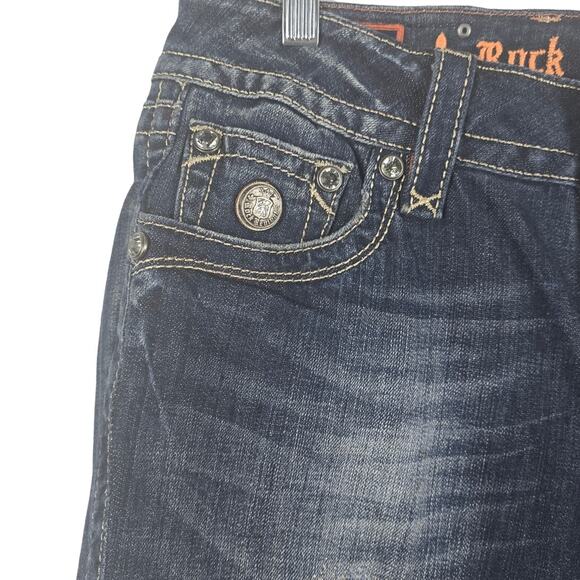 Rock Revival Celine Cropped Bermuda Gold Threading Distressed Women's Shorts 31 - Picture 2 of 9